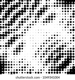Abstract grunge grid polka dot halftone background pattern. Spotted black and white vector line illustration

