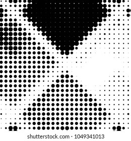 Abstract grunge grid polka dot halftone background pattern. Spotted black and white vector line illustration
