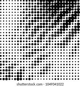 Abstract grunge grid polka dot halftone background pattern. Spotted black and white vector line illustration
