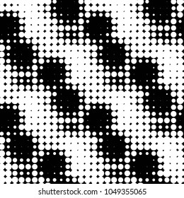 Abstract grunge grid polka dot halftone background pattern. Spotted black and white vector line illustration
