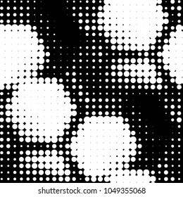 Abstract grunge grid polka dot halftone background pattern. Spotted black and white vector line illustration
