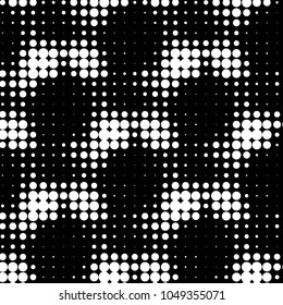 Abstract grunge grid polka dot halftone background pattern. Spotted black and white vector line illustration
