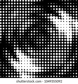 Abstract grunge grid polka dot halftone background pattern. Spotted black and white vector line illustration
