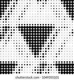 Abstract grunge grid polka dot halftone background pattern. Spotted black and white vector line illustration
