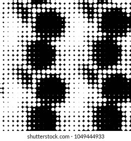 Abstract grunge grid polka dot halftone background pattern. Spotted black and white vector line illustration
