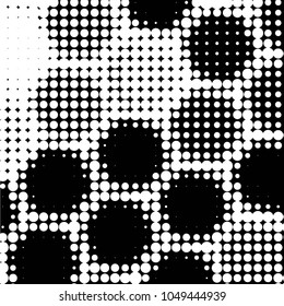 Abstract grunge grid polka dot halftone background pattern. Spotted black and white vector line illustration
