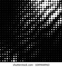 Abstract grunge grid polka dot halftone background pattern. Spotted black and white vector line illustration
