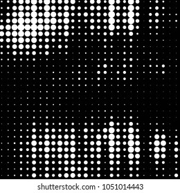 Abstract grunge grid polka dot halftone background pattern. Spotted black and white line illustration
