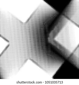 Abstract grunge grid polka dot halftone background pattern. Spotted black and white vector line illustration
