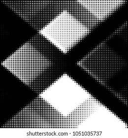 Abstract grunge grid polka dot halftone background pattern. Spotted black and white vector line illustration

