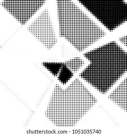Abstract grunge grid polka dot halftone background pattern. Spotted black and white vector line illustration
