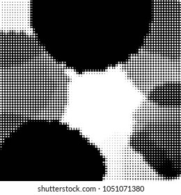Abstract grunge grid polka dot halftone background pattern. Spotted black and white vector line illustration

