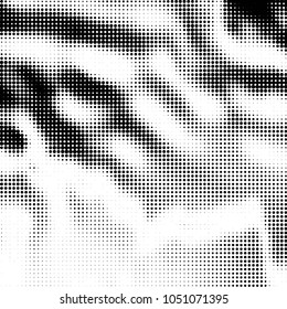 Abstract grunge grid polka dot halftone background pattern. Spotted black and white vector line illustration
