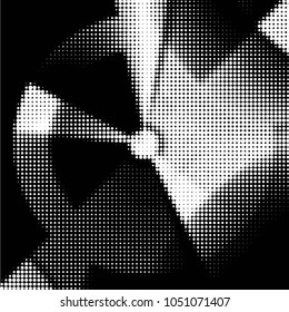 Abstract grunge grid polka dot halftone background pattern. Spotted black and white vector line illustration
