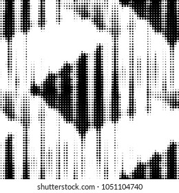 Abstract grunge grid polka dot halftone background pattern. Spotted black and white vector line illustration
