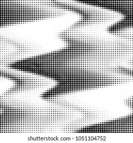 Abstract grunge grid polka dot halftone background pattern. Spotted black and white vector line illustration
