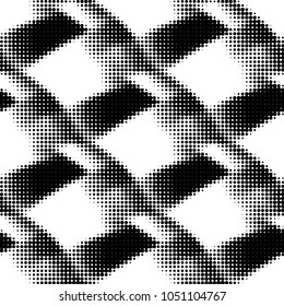 Abstract grunge grid polka dot halftone background pattern. Spotted black and white vector line illustration
