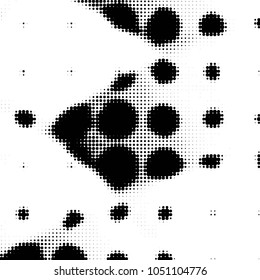 Abstract grunge grid polka dot halftone background pattern. Spotted black and white vector line illustration

