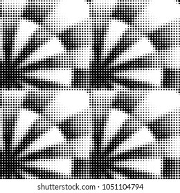 Abstract grunge grid polka dot halftone background pattern. Spotted black and white vector line illustration
