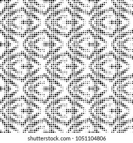 Abstract grunge grid polka dot halftone background pattern. Spotted black and white vector line illustration
