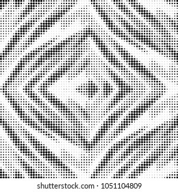 Abstract grunge grid polka dot halftone background pattern. Spotted black and white vector line illustration
