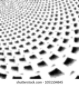 Abstract grunge grid polka dot halftone background pattern. Spotted black and white vector line illustration
