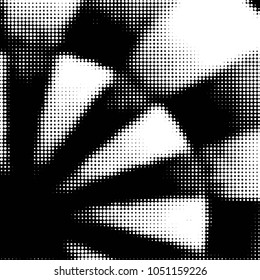 Abstract grunge grid polka dot halftone background pattern. Spotted black and white vector line illustration
