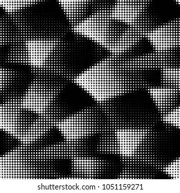 Abstract grunge grid polka dot halftone background pattern. Spotted black and white vector line illustration
