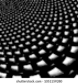 Abstract grunge grid polka dot halftone background pattern. Spotted black and white vector line illustration
