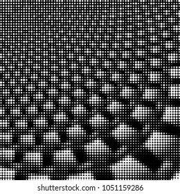 Abstract grunge grid polka dot halftone background pattern. Spotted black and white vector line illustration
