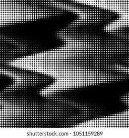 Abstract grunge grid polka dot halftone background pattern. Spotted black and white vector line illustration
