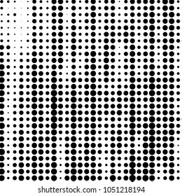 Abstract grunge grid polka dot halftone background pattern. Spotted black and white vector line illustration
