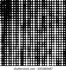Abstract grunge grid polka dot halftone background pattern. Spotted black and white vector line illustration
