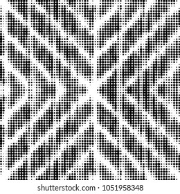 Abstract grunge grid polka dot halftone background pattern. Spotted black and white vector line illustration

