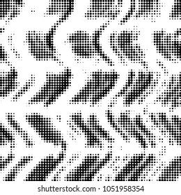 Abstract grunge grid polka dot halftone background pattern. Spotted black and white vector line illustration
