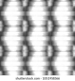 Abstract grunge grid polka dot halftone background pattern. Spotted black and white vector line illustration
