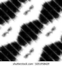 Abstract grunge grid polka dot halftone background pattern. Spotted black and white vector line illustration
