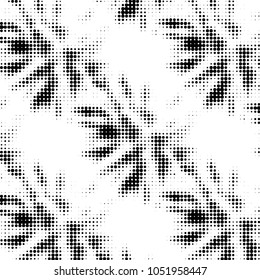Abstract grunge grid polka dot halftone background pattern. Spotted black and white vector line illustration
