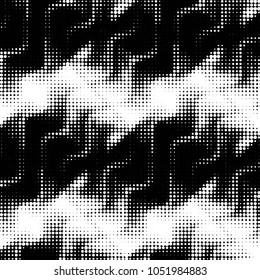 Abstract grunge grid polka dot halftone background pattern. Spotted black and white vector line illustration
