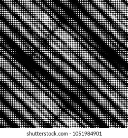 Abstract grunge grid polka dot halftone background pattern. Spotted black and white vector line illustration
