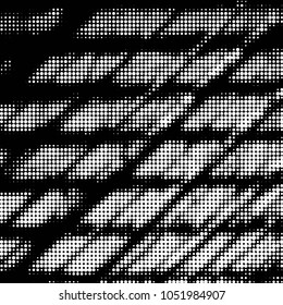 Abstract grunge grid polka dot halftone background pattern. Spotted black and white vector line illustration

