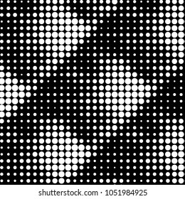 Abstract grunge grid polka dot halftone background pattern. Spotted black and white vector line illustration
