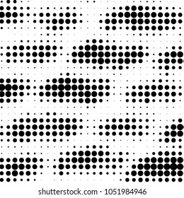 Abstract grunge grid polka dot halftone background pattern. Spotted black and white vector line illustration
