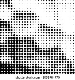 Abstract grunge grid polka dot halftone background pattern. Spotted black and white vector line illustration
