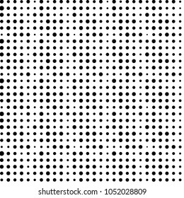 Abstract grunge grid polka dot halftone background pattern. Spotted black and white vector line illustration
