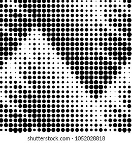 Abstract grunge grid polka dot halftone background pattern. Spotted black and white vector line illustration
