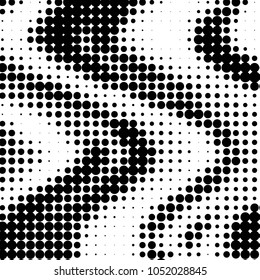 Abstract grunge grid polka dot halftone background pattern. Spotted black and white vector line illustration
