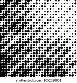 Abstract grunge grid polka dot halftone background pattern. Spotted black and white vector line illustration
