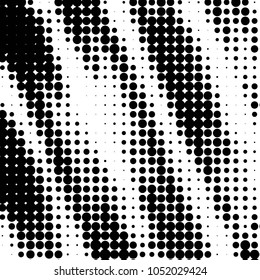 Abstract grunge grid polka dot halftone background pattern. Spotted black and white vector line illustration
