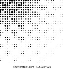 Abstract grunge grid polka dot halftone background pattern. Spotted black and white vector line illustration
